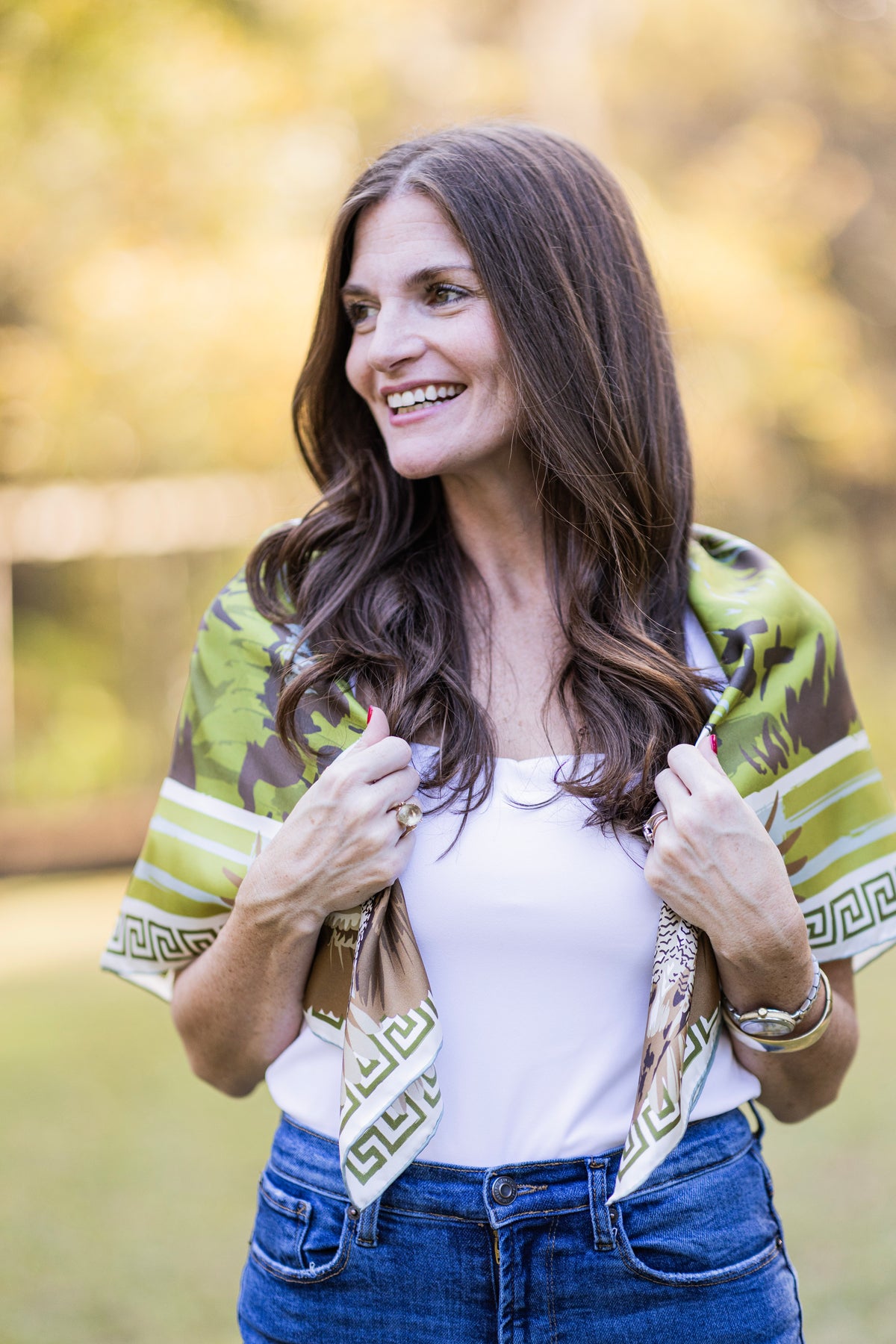 Neutral Pointing Strong Silk Scarf