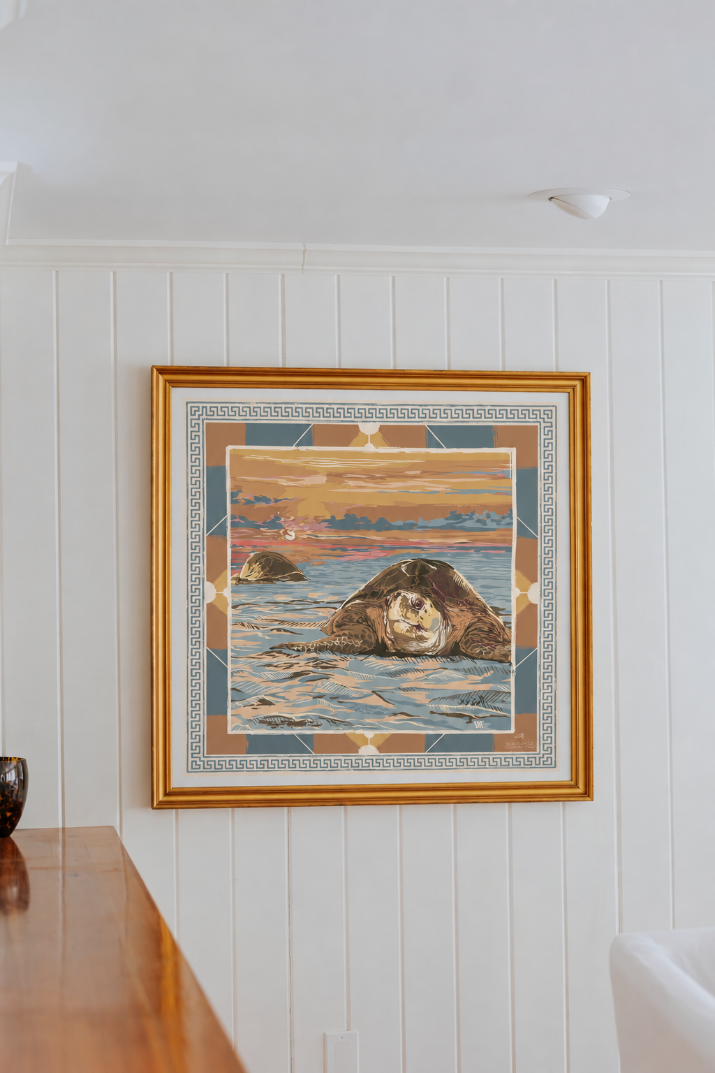 Buttercup Loggerhead Dawn framed silk scarf