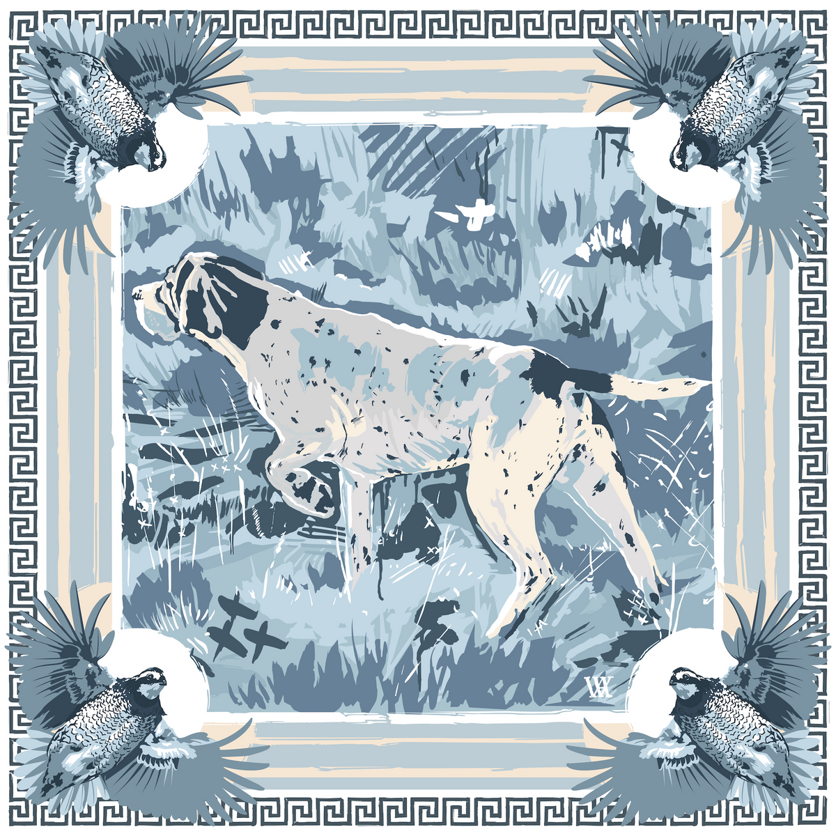 Light Blue Pointing Strong Framed Scarf Print
