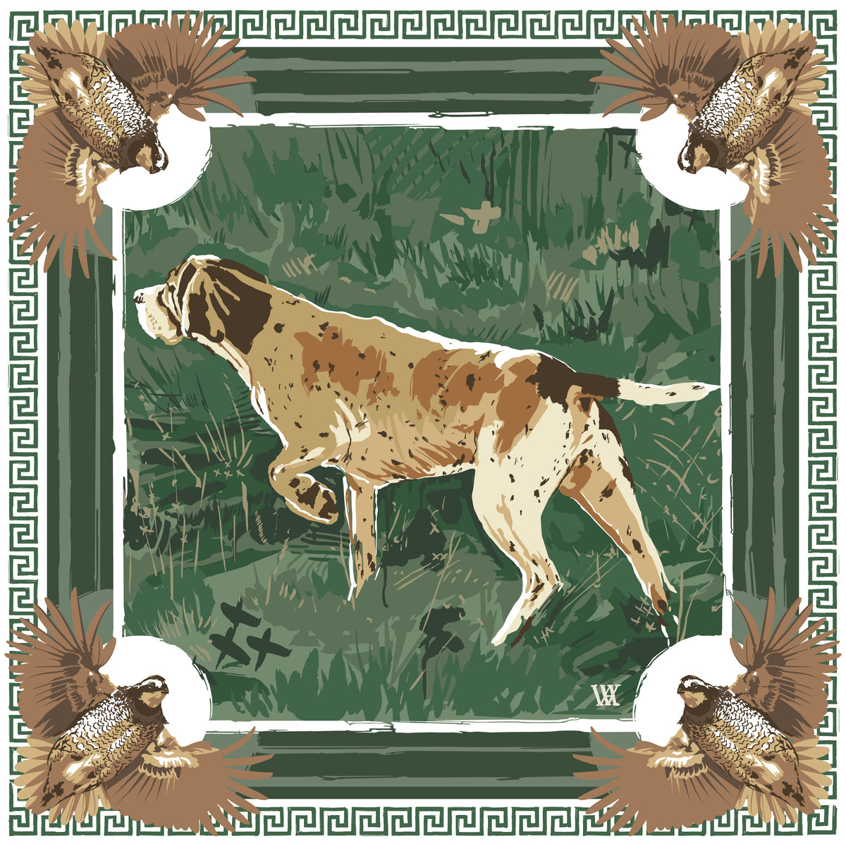 Dark Green Pointing Strong Framed Scarf