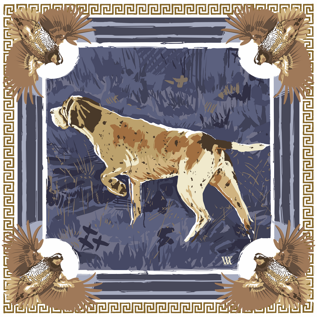 Navy Pointing Strong Framed Scarf