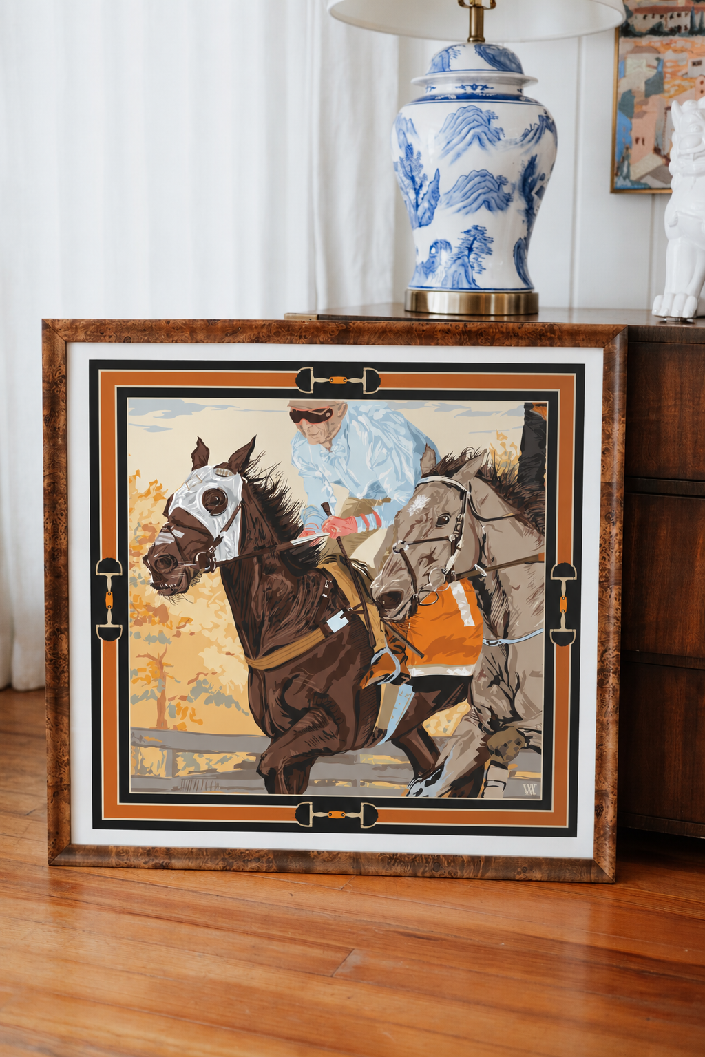 Black Neck and Neck framed silk scarf