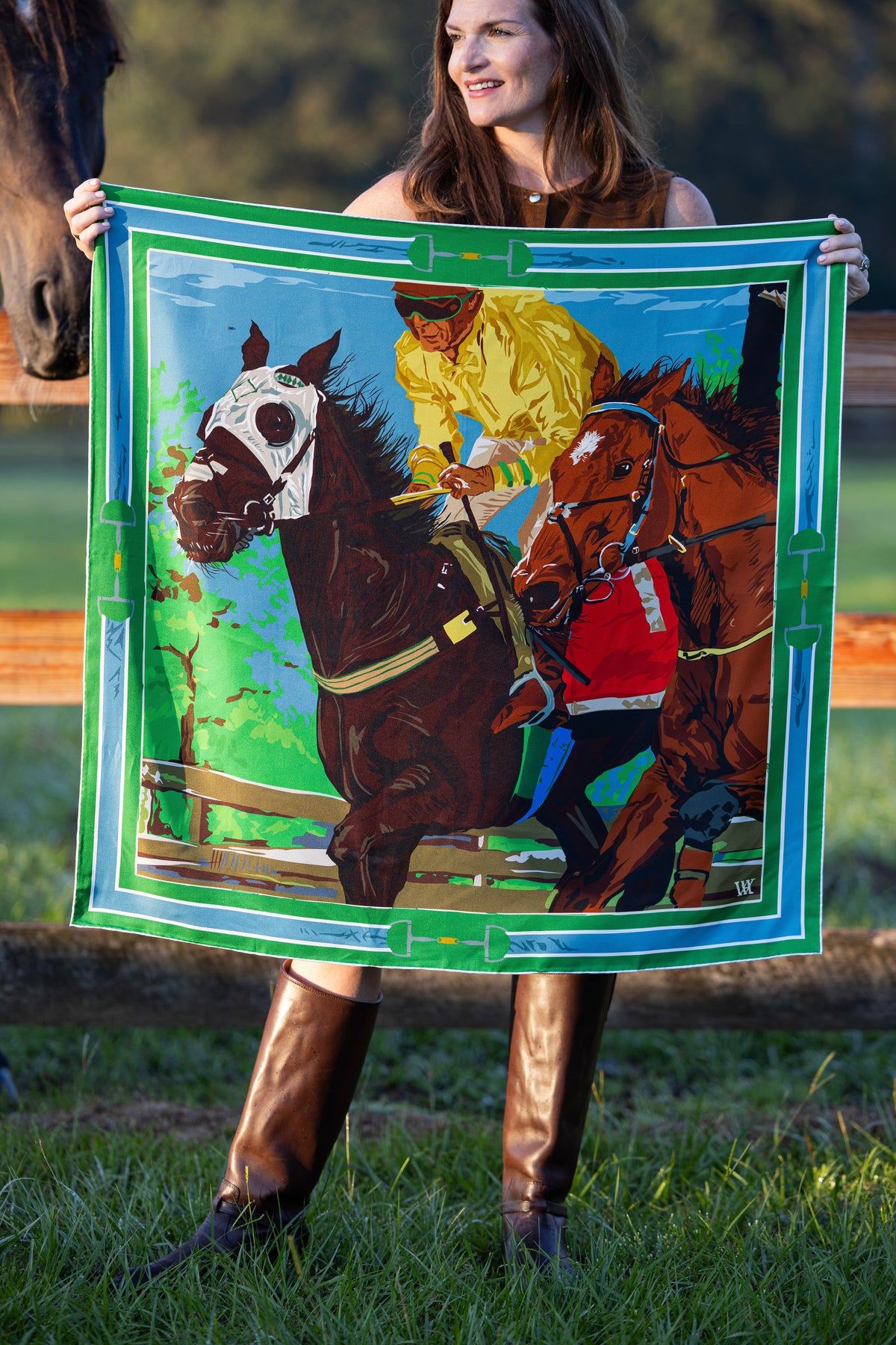 Green Neck and Neck Silk Scarf