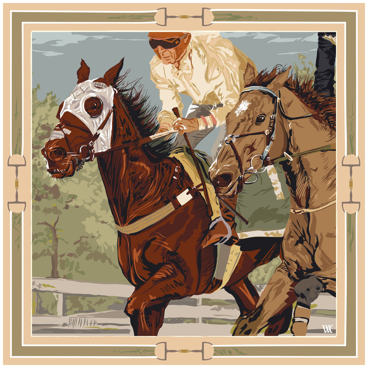Taupe Neck and Neck silk scarf by Austin Williams