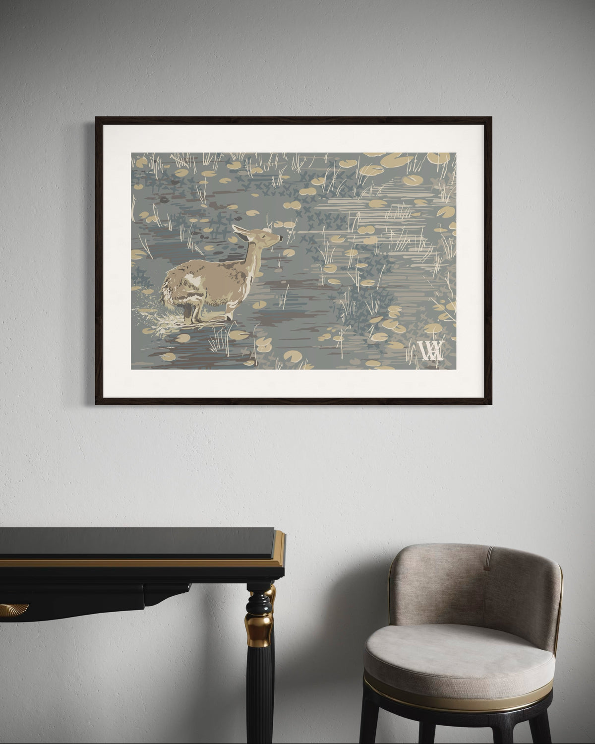 Neutral Lilypad Doe | Austin Williams Art | austinwilliamsart.com