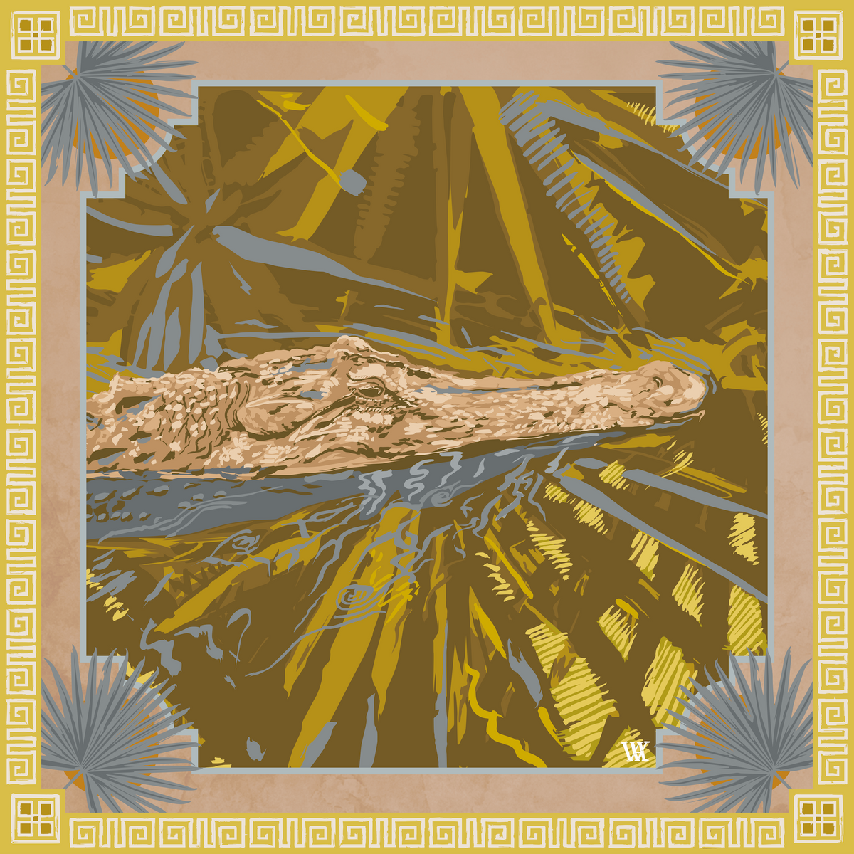 Rose Gold Ocmulgee Alligator Framed Scarf