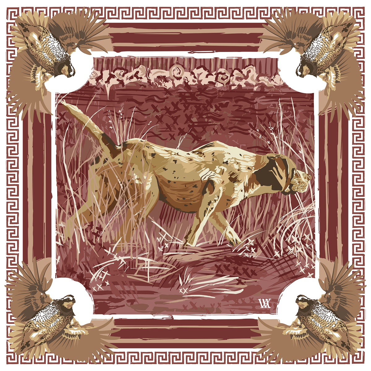 Wine On the Hunt Framed Scarf Print
