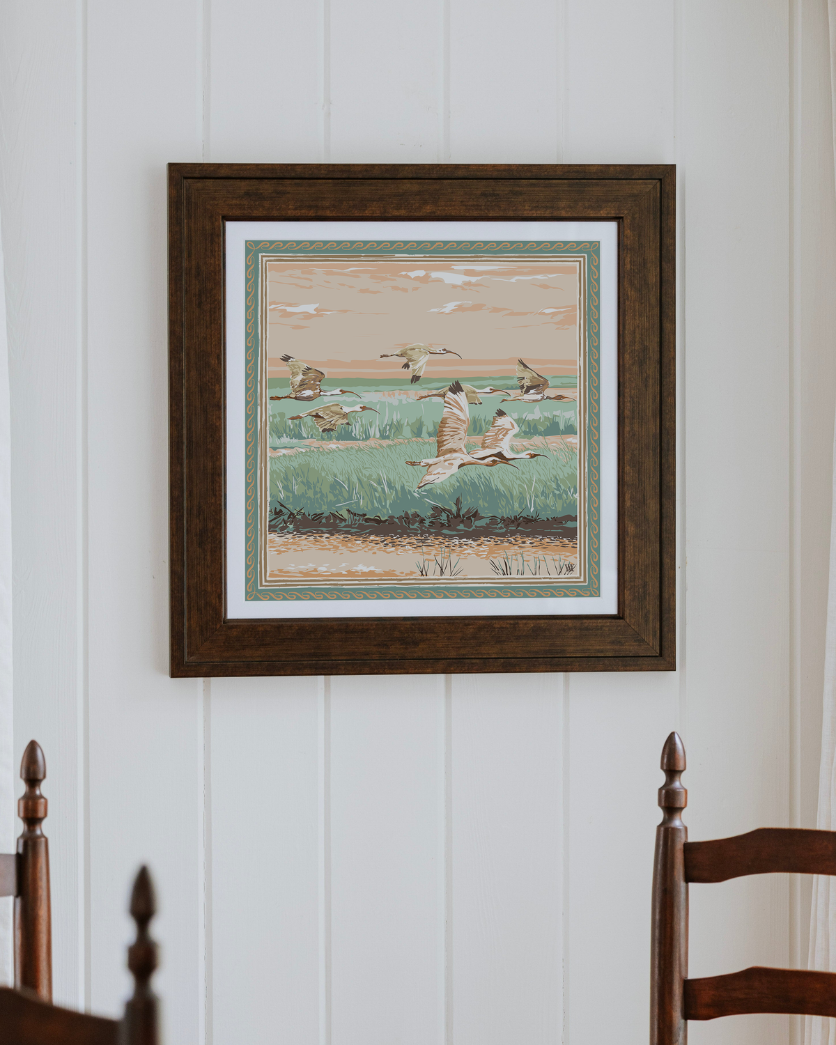 Peach Marsh Flyer Framed Scarf Print