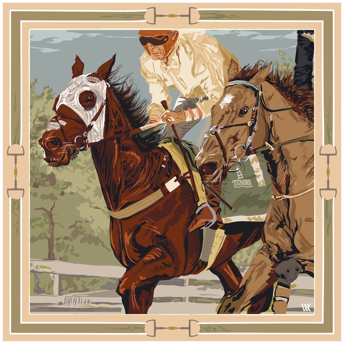 Taupe Steeplechase at Callaway Gardens silk scarf by Austin Williams