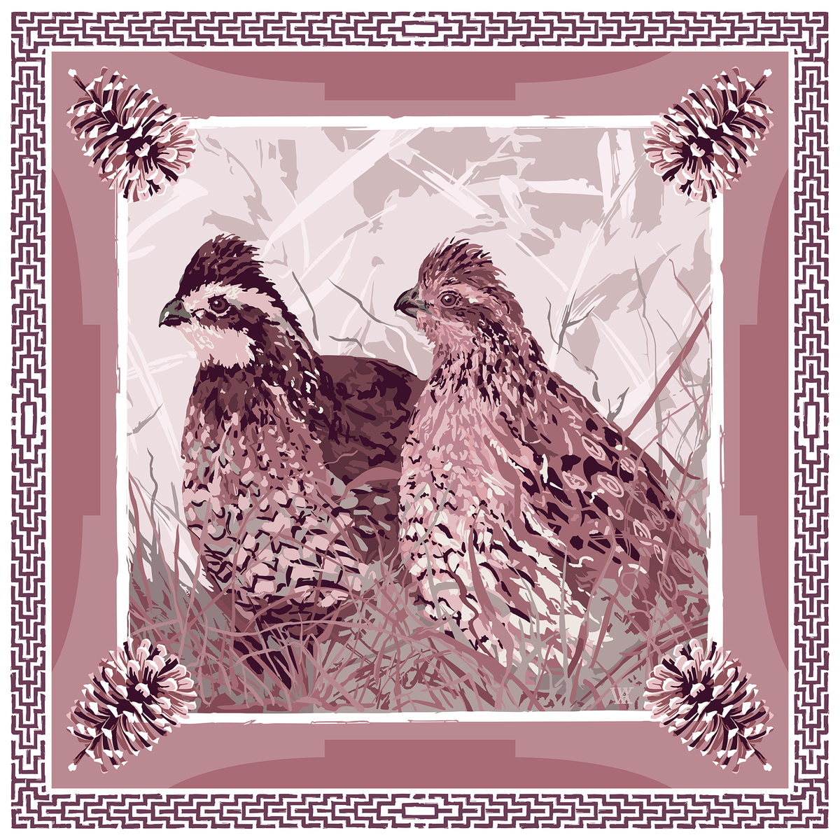 Dusty Rose Still Before the Flush Framed Scarf Print