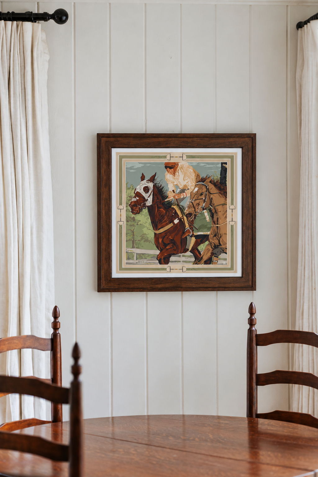 Taupe Neck and Neck framed scarf print
