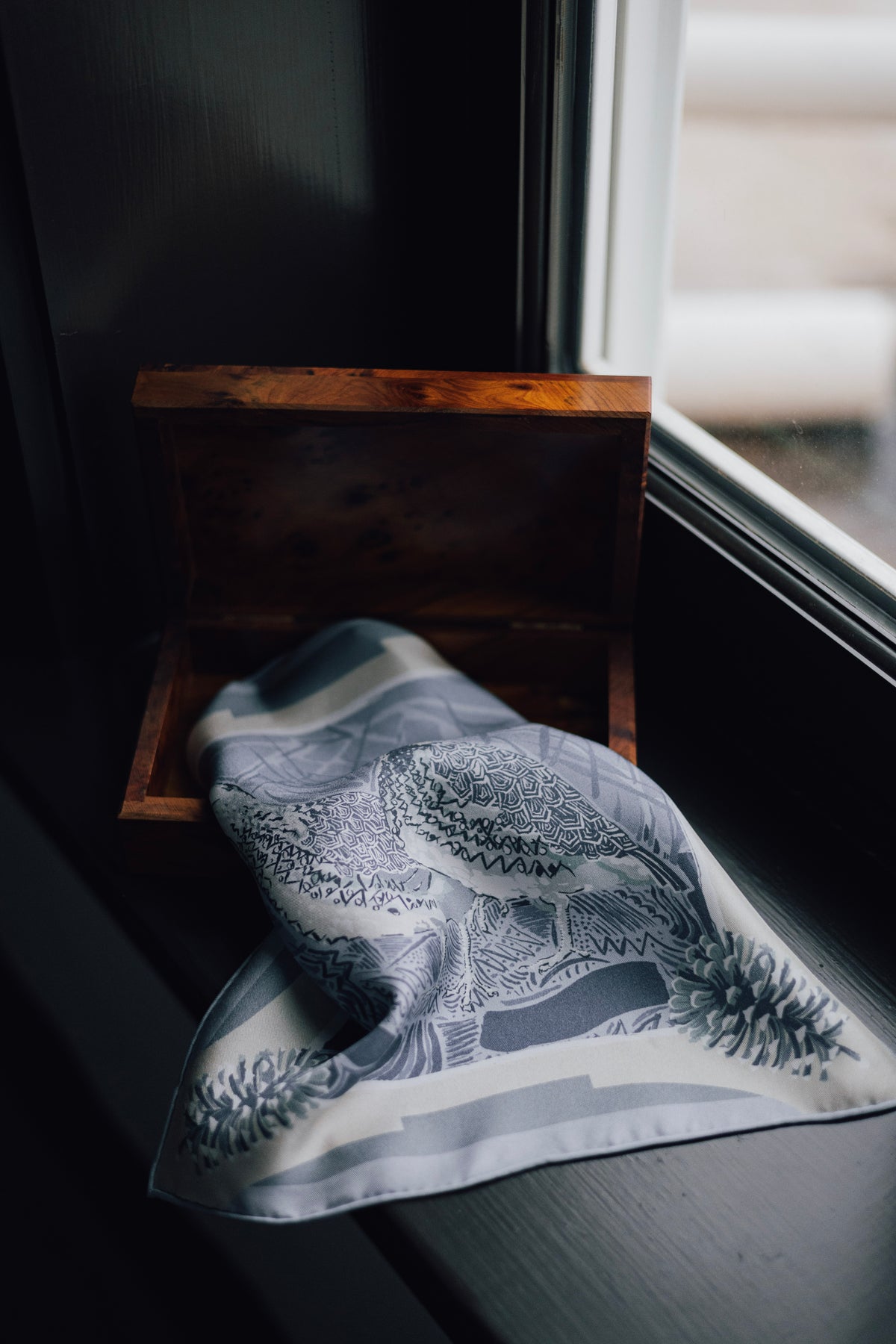 Light Blue Quail Pair Pocket Square