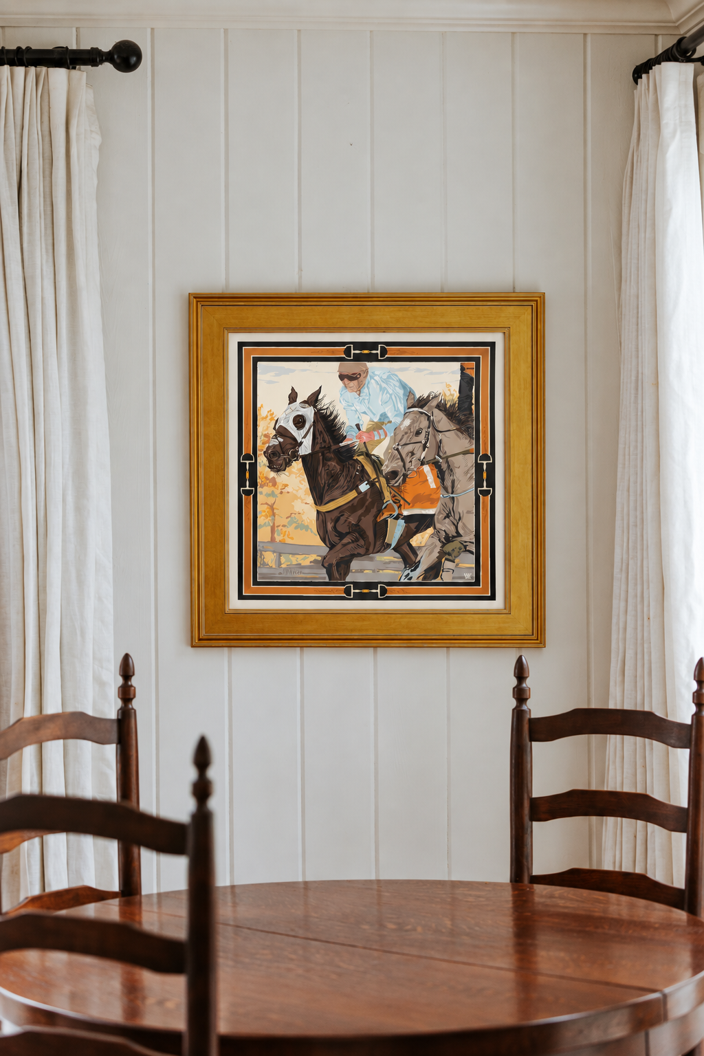 Black Neck and Neck framed scarf print