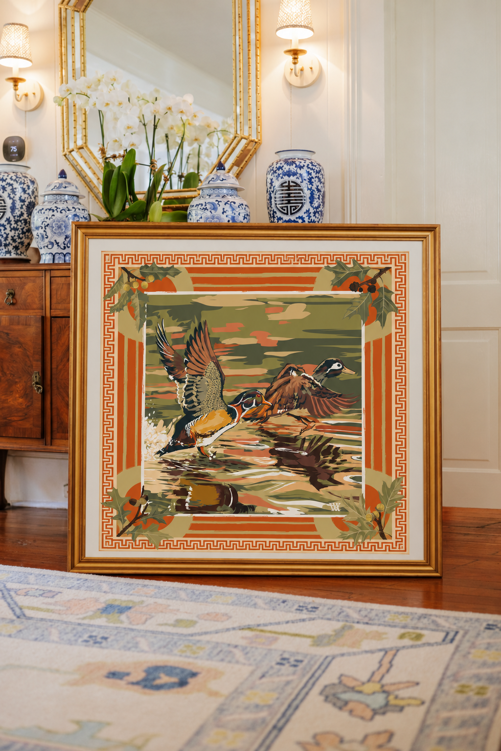 Blaze Dusk Landing framed silk scarf