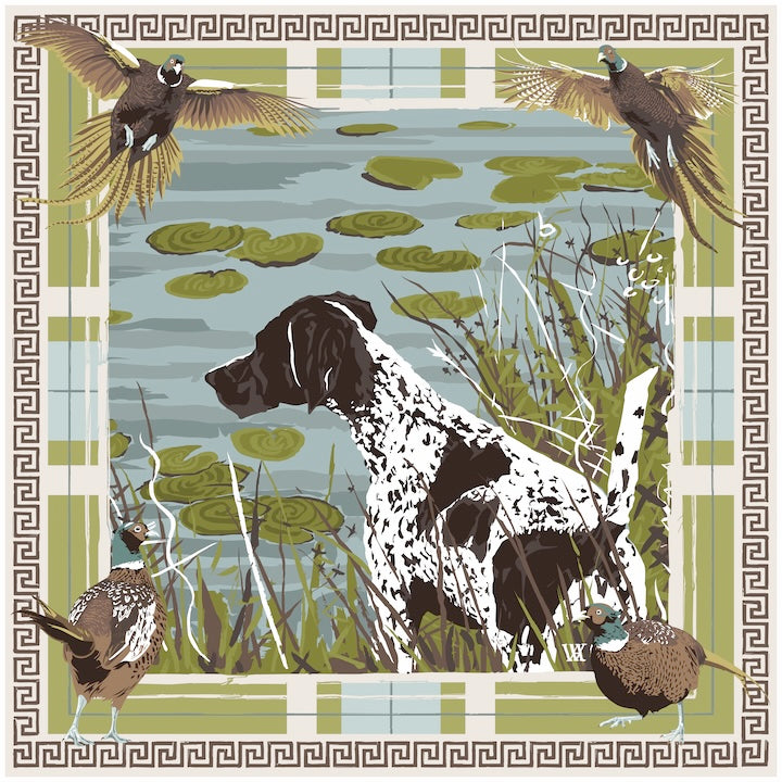 Olive Pheasant Watch Framed Scarf