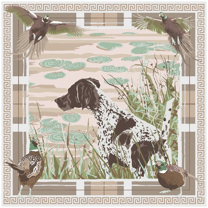 Pink Pheasant Watch Framed Scarf Print