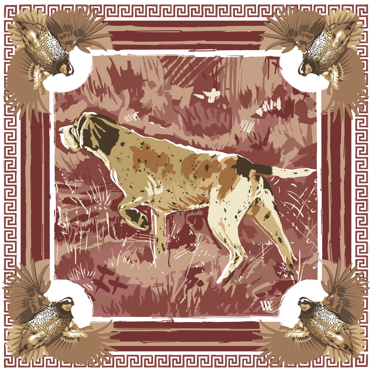 Wine Pointing Strong Framed Scarf