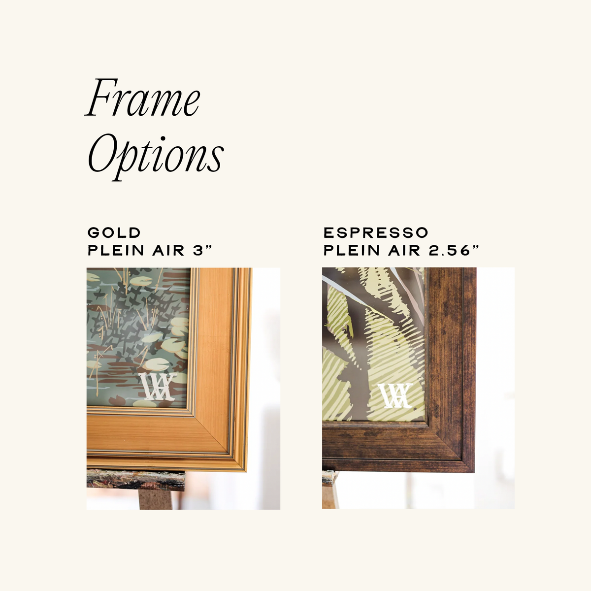 Print frame options: Gold Plein Air and Espresso Plein Air
