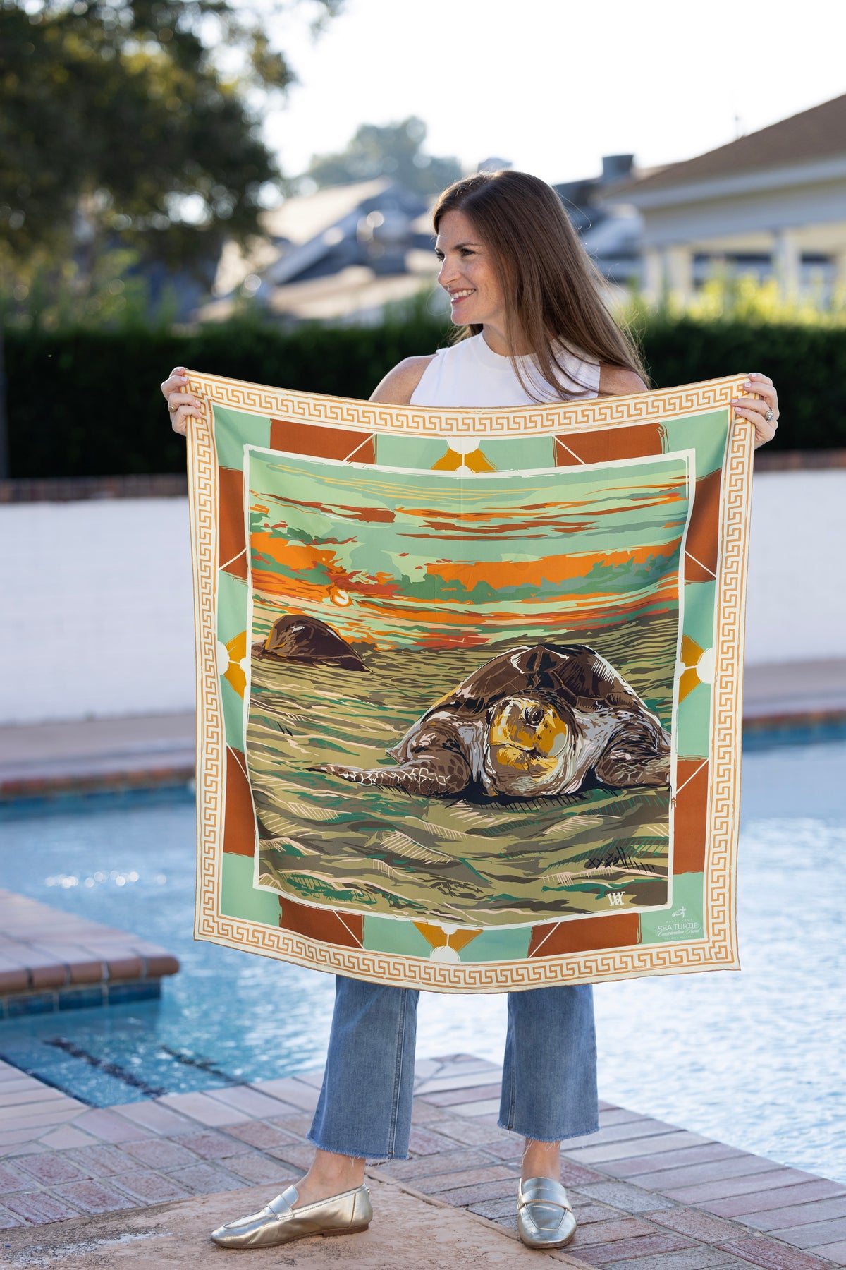 Apricot Loggerhead Dawn Silk Scarf