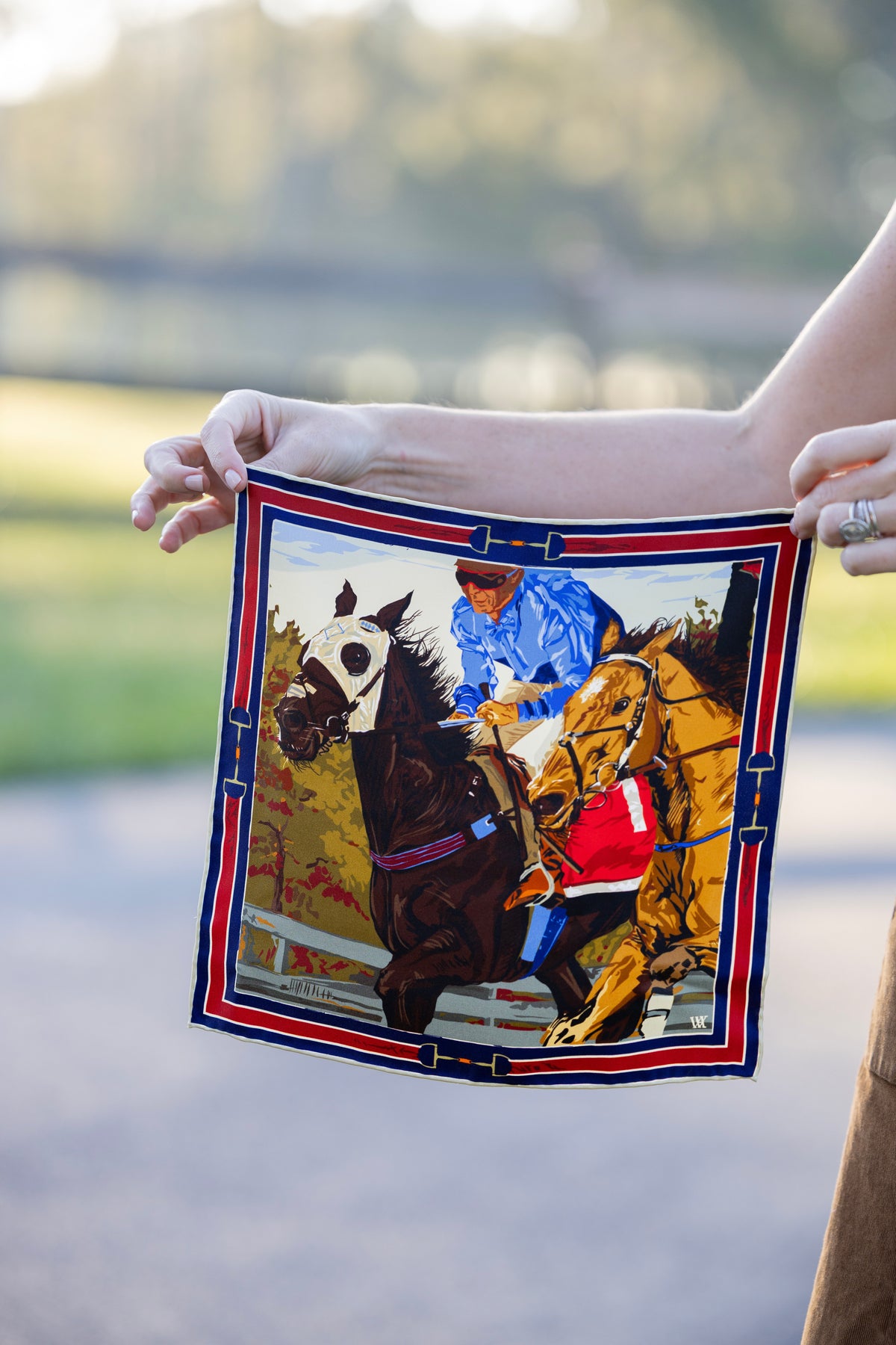 Navy Neck and Neck Silk Scarf