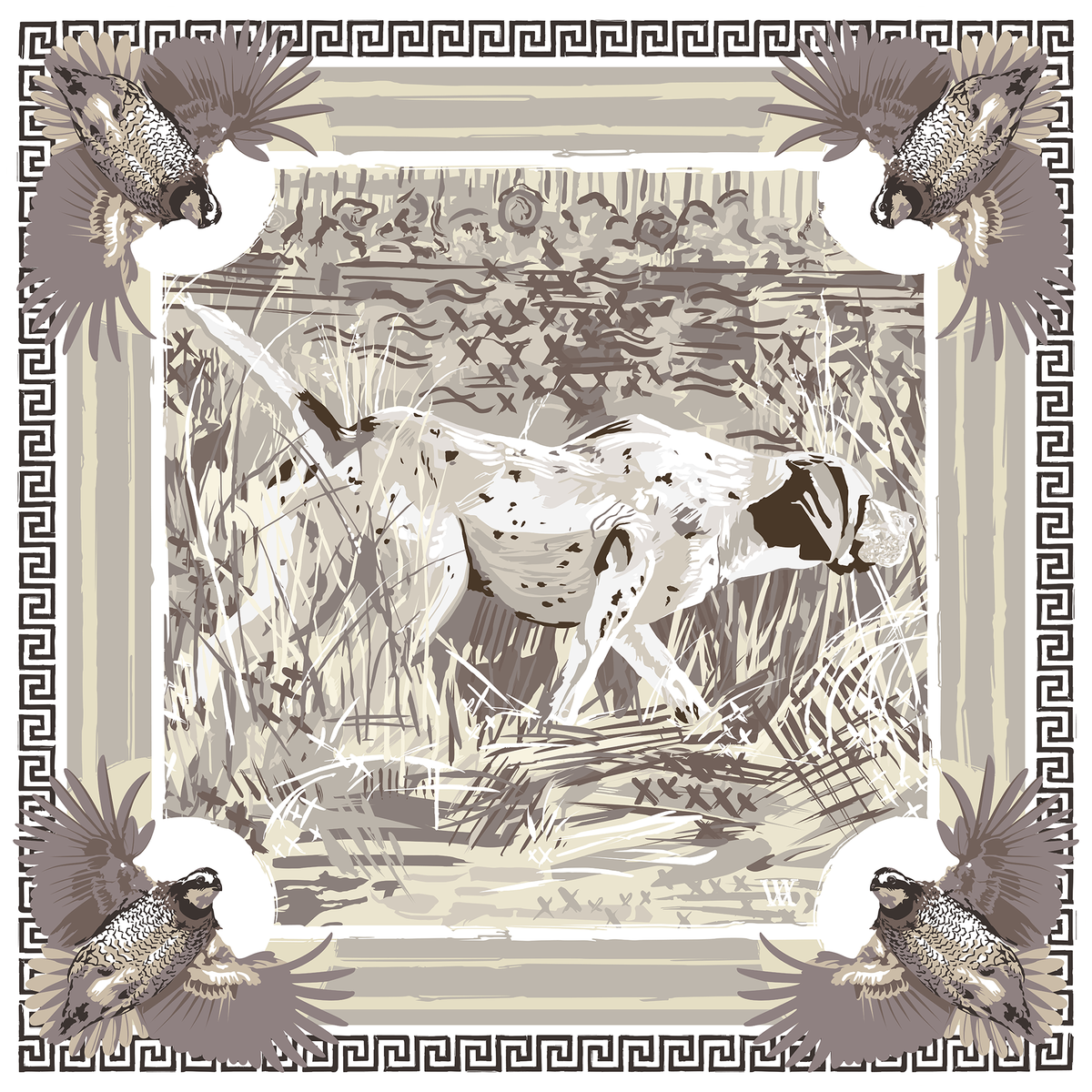 Neutral On the Hunt Framed Scarf Print