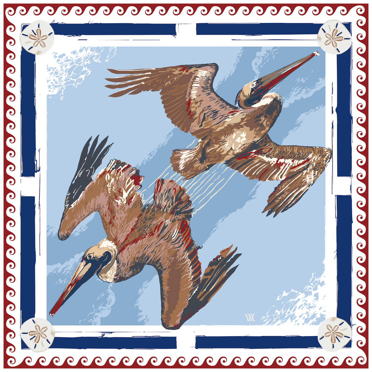 Americana Tide Diver Framed Scarf
