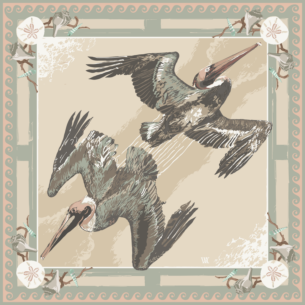 Sand Tide Diver Framed Scarf