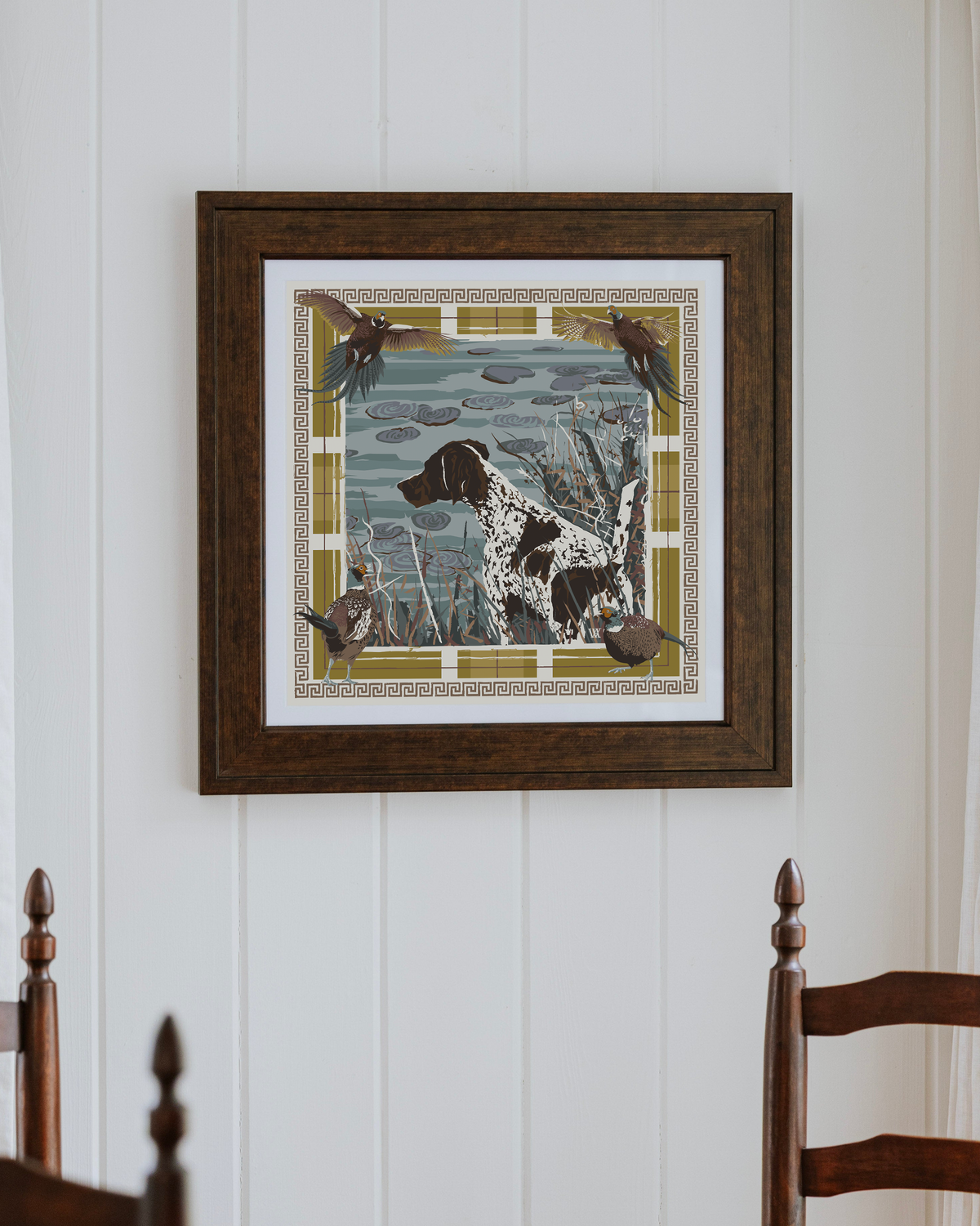 Buttercup Pheasant Watch Framed Scarf Print