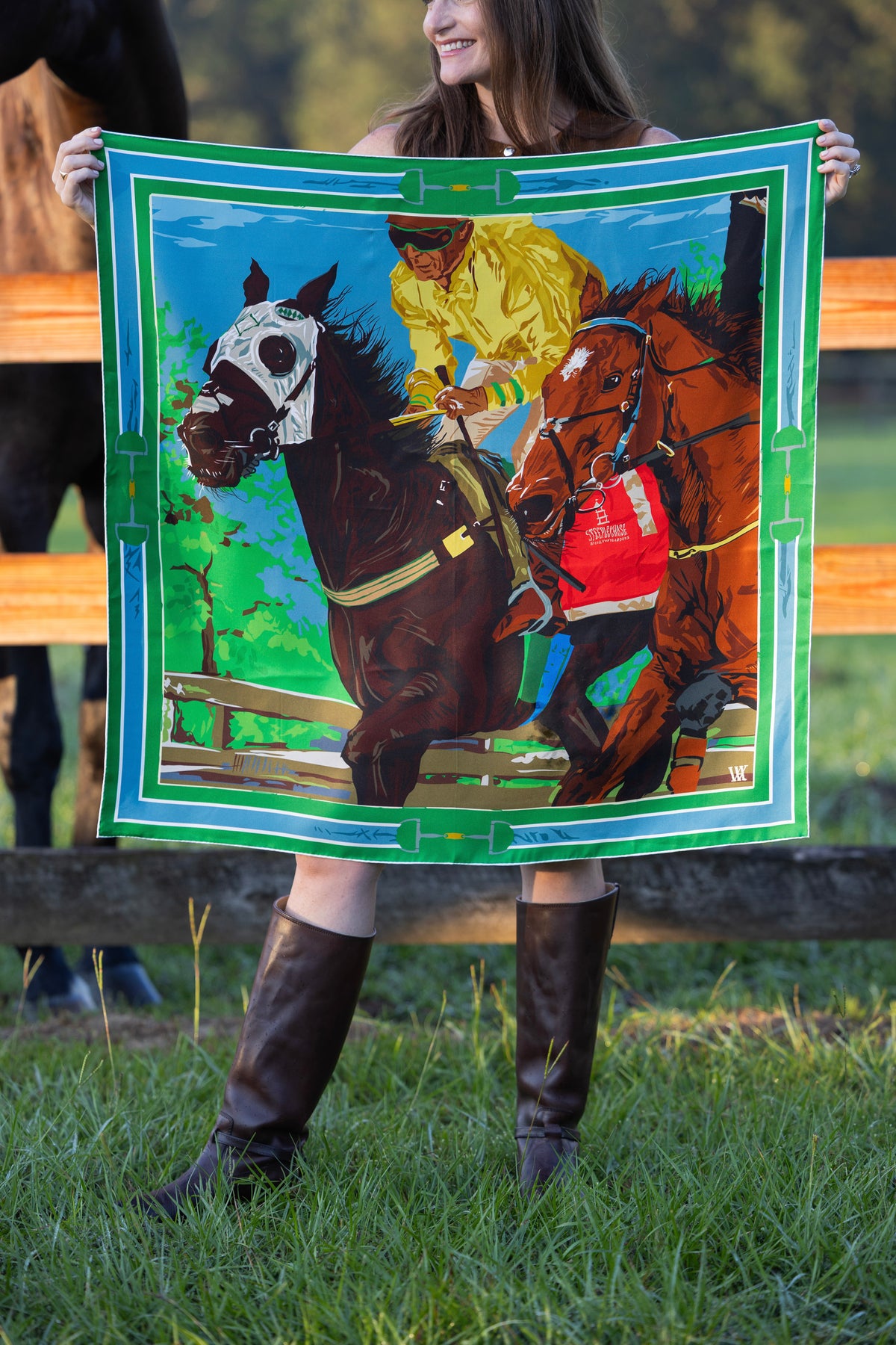 Green Steeplechase Silk Scarf