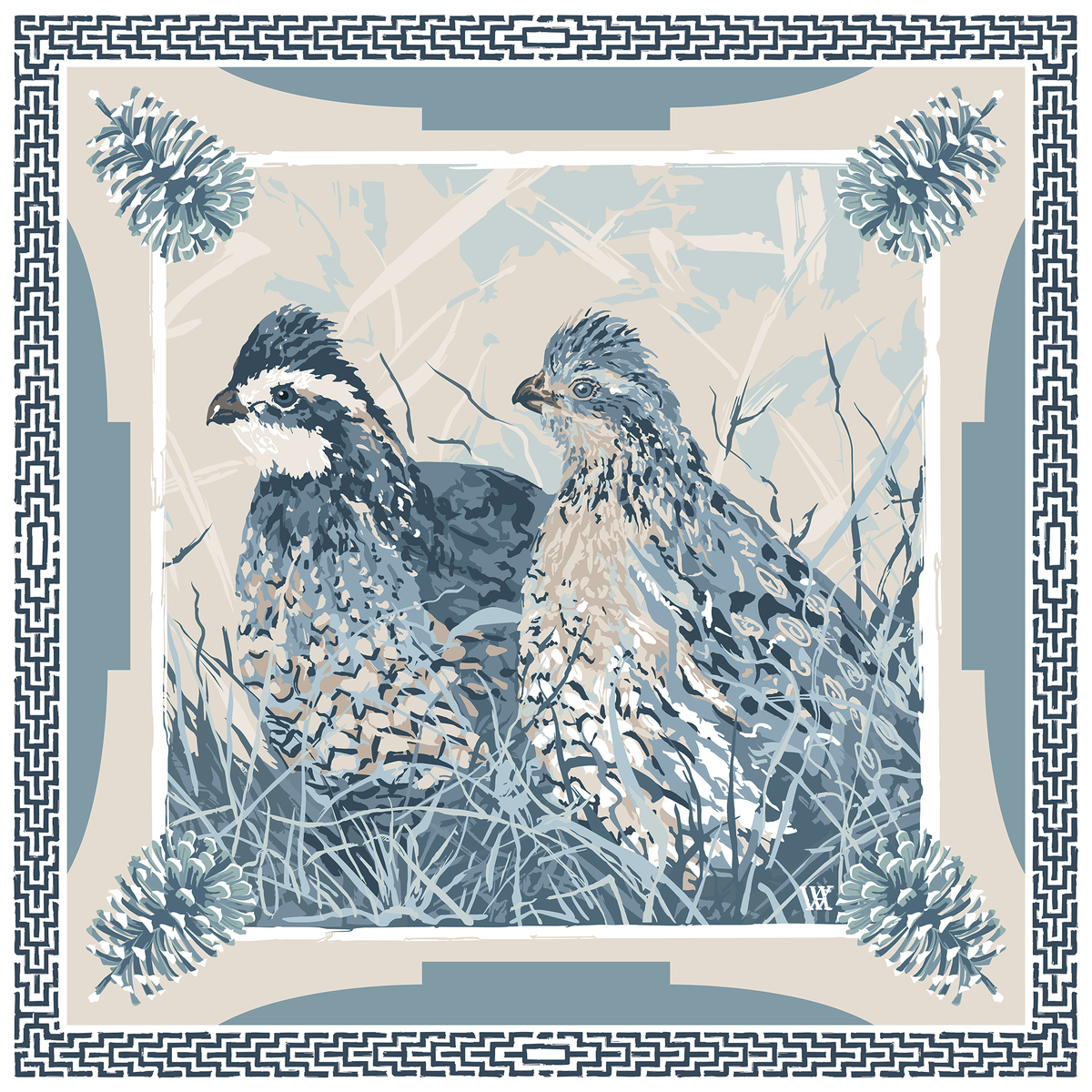 Blue Still Before the Flush Framed Scarf Print